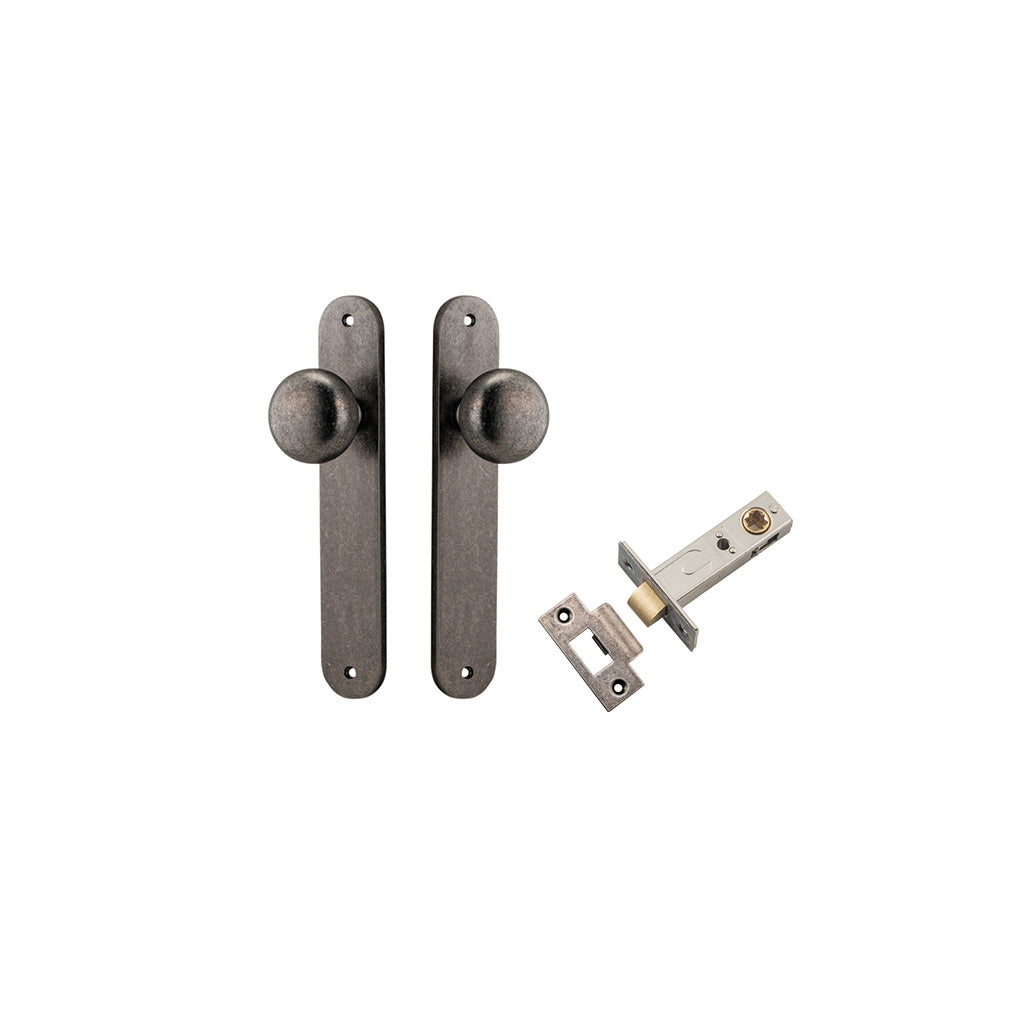 Cambridge Knob - Oval Backplate Distressed Nickel / Passage / Passage Kit