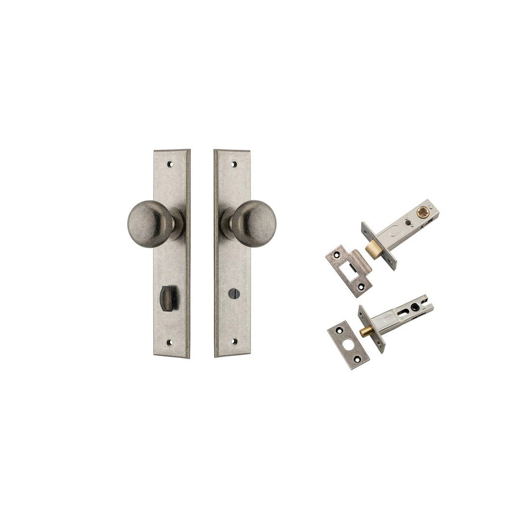 Cambridge Knob - Chamfered Backplate Distressed Nickel / Privacy / Separate Privacy Kit