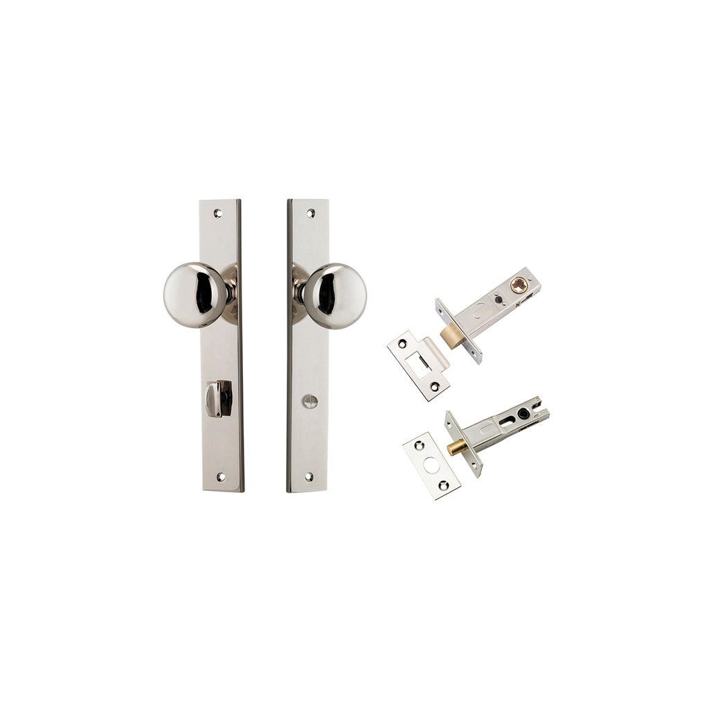 Cambridge Knob - Rectangular Backplate Polished Nickel / Privacy / Separate Privacy Kit