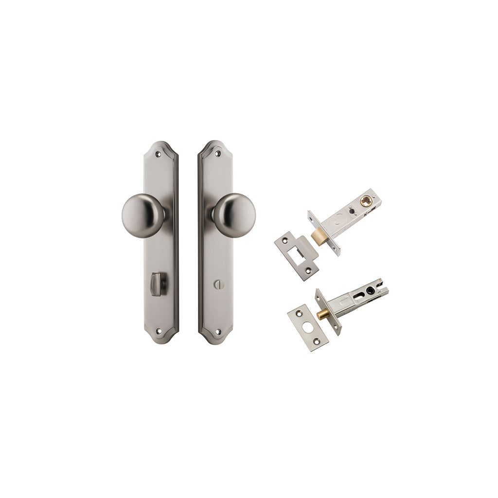 Cambridge Knob - Shouldered Backplate Satin Nickel / Privacy / Separate Privacy Kit