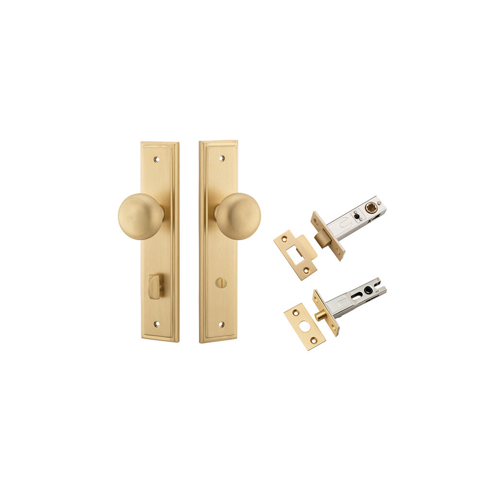Cambridge Knob - Stepped Backplate Brushed Brass / Privacy / Separate Privacy Kit