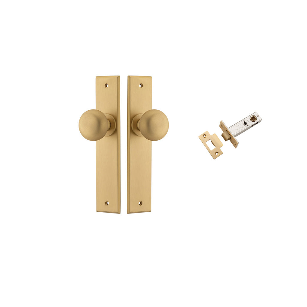Cambridge Knob - Chamfered Backplate Brushed Brass / Passage / Passage Kit