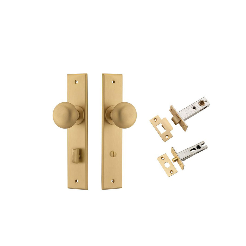 Cambridge Knob - Chamfered Backplate Brushed Brass / Privacy / Separate Privacy Kit