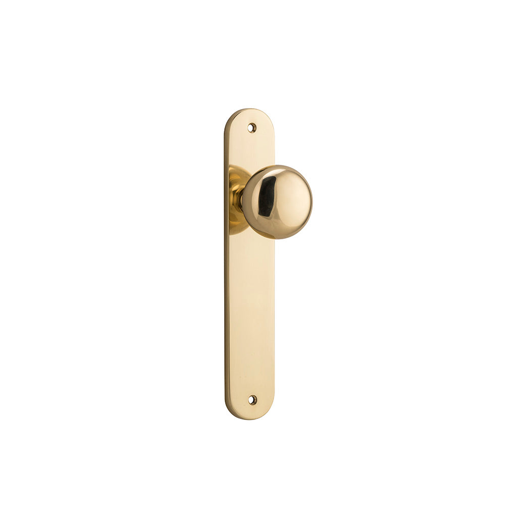 Cambridge Knob - Oval Backplate Polished Brass / Passage / Lever Set Only