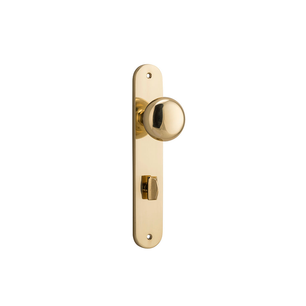 Cambridge Knob - Oval Backplate Polished Brass / Privacy / Lever Set Only