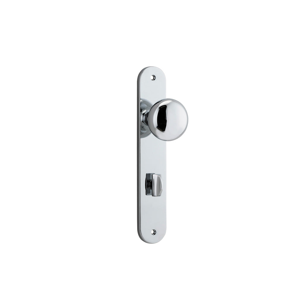 Cambridge Knob - Oval Backplate Polished Chrome / Privacy / Lever Set Only