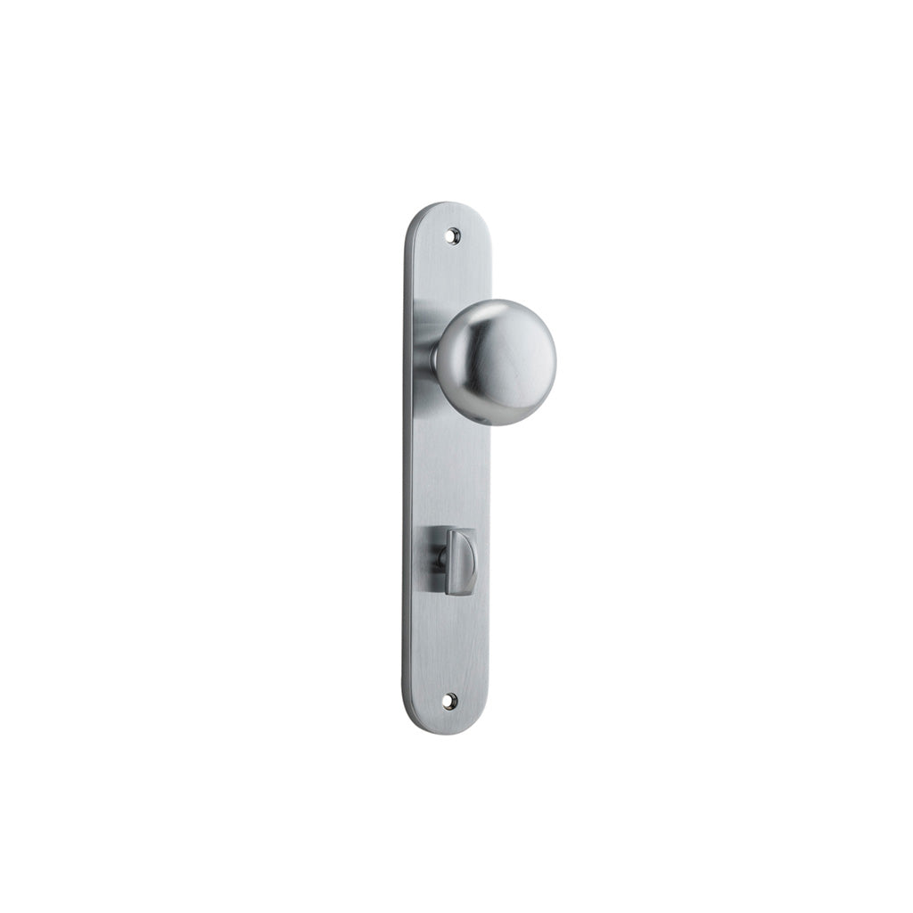 Cambridge Knob - Oval Backplate Brushed Chrome / Privacy / Lever Set Only