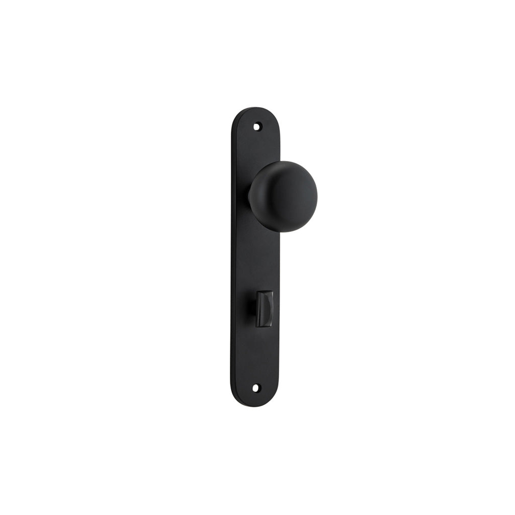 Cambridge Knob - Oval Backplate Matt Black / Privacy / Lever Set Only