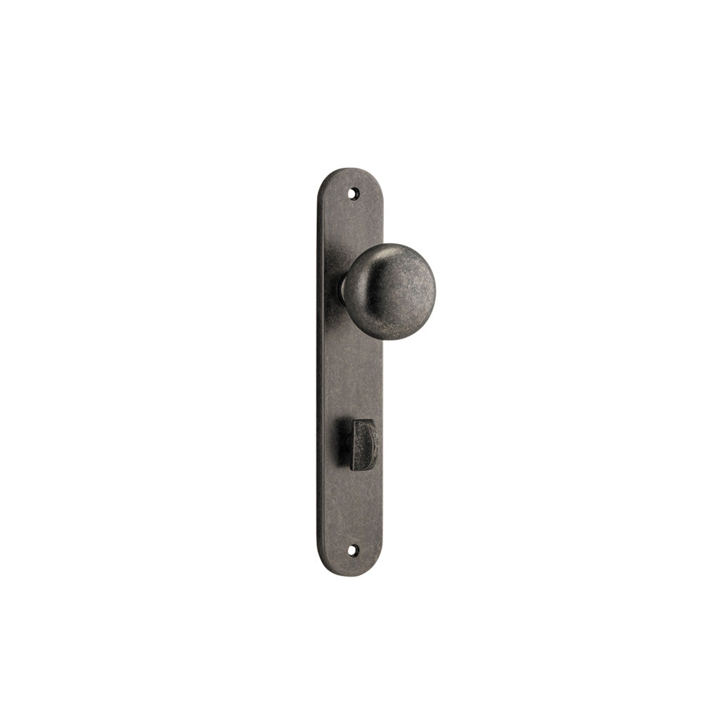 Cambridge Knob - Oval Backplate Distressed Nickel / Privacy / Lever Set Only