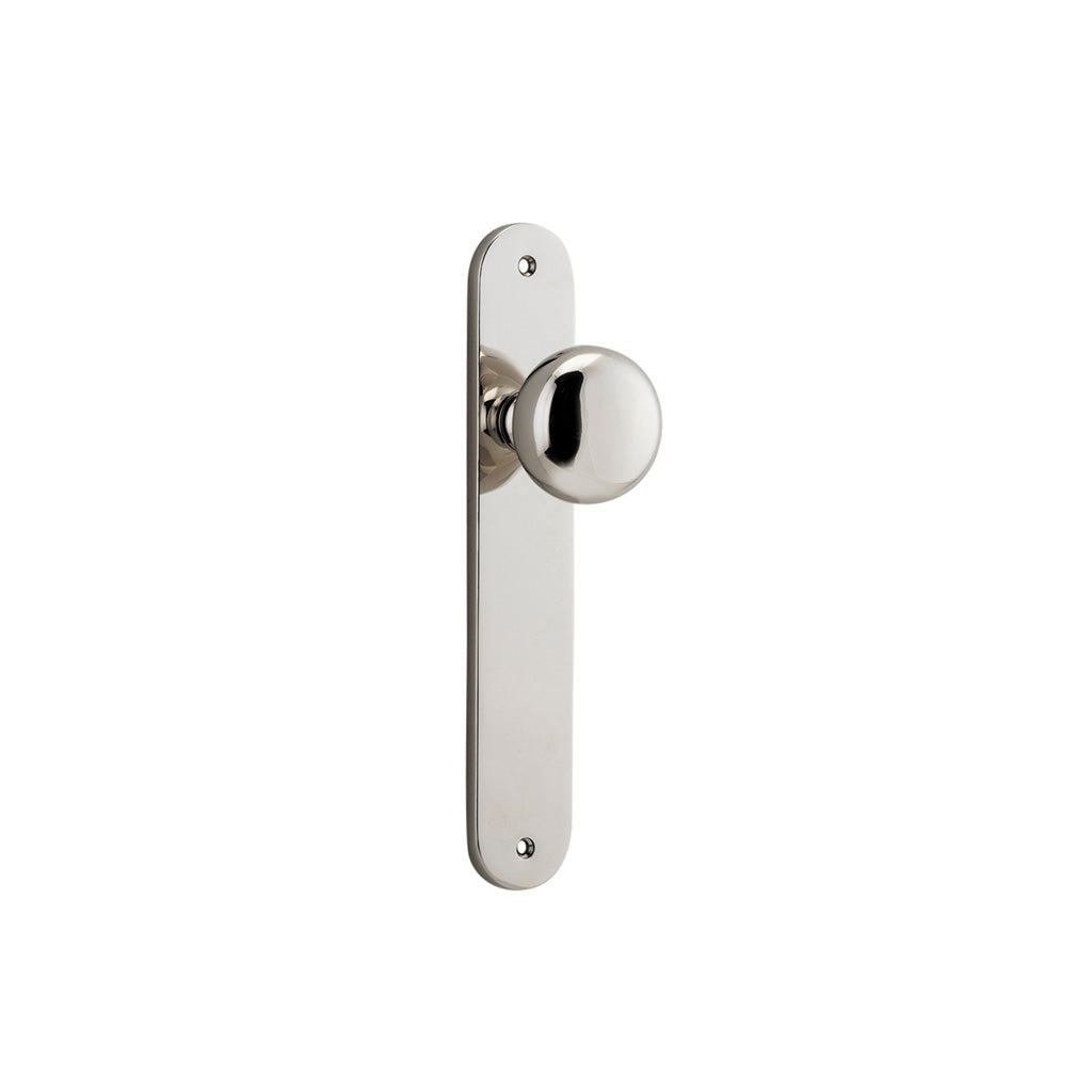 Cambridge Knob - Oval Backplate Polished Nickel / Passage / Lever Set Only