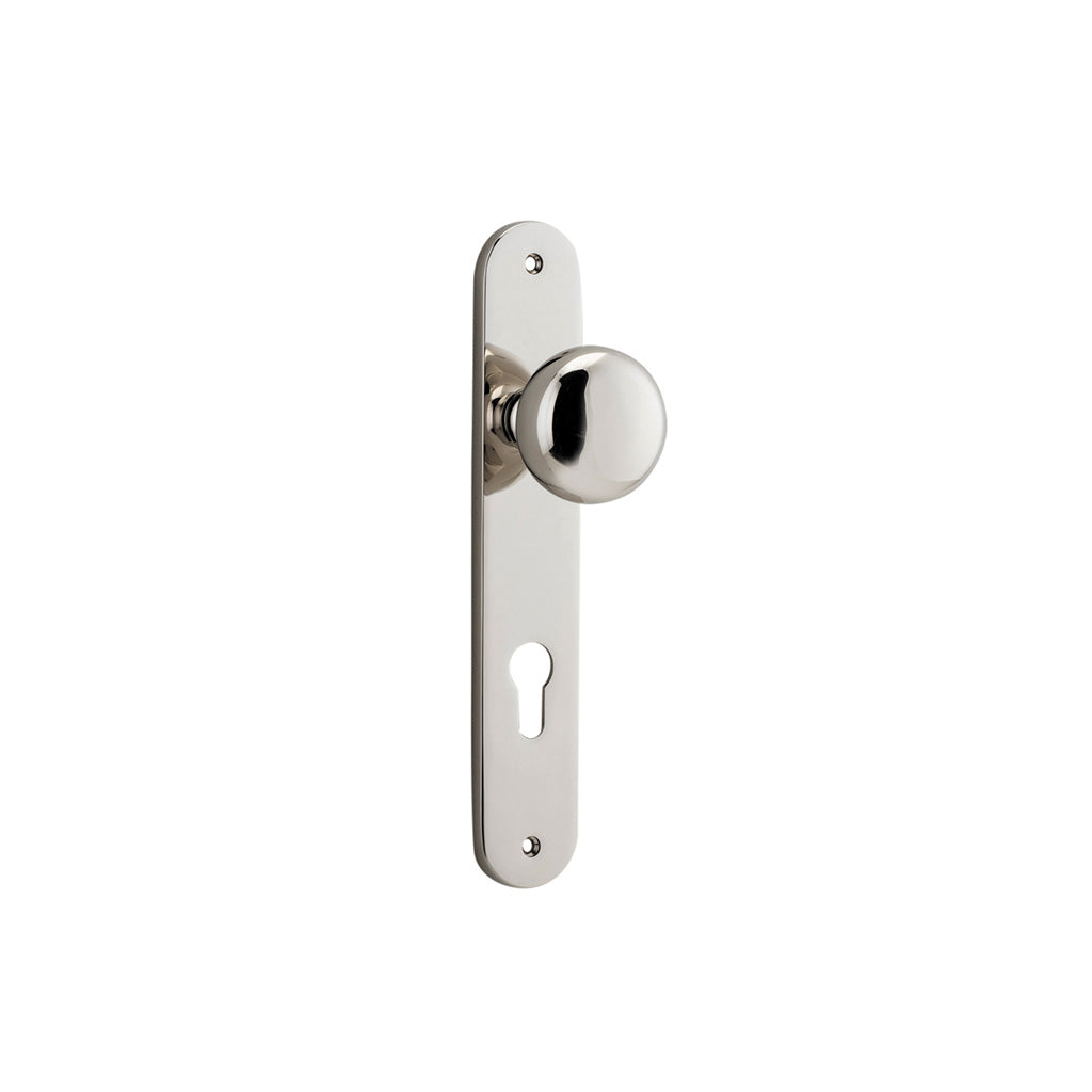 Cambridge Knob - Oval Backplate Polished Nickel / Entrance / Lever Set Only