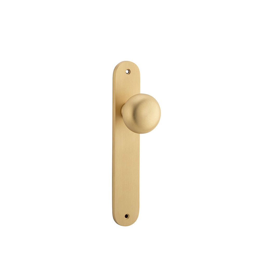 Cambridge Knob - Oval Backplate Brushed Brass / Passage / Lever Set Only