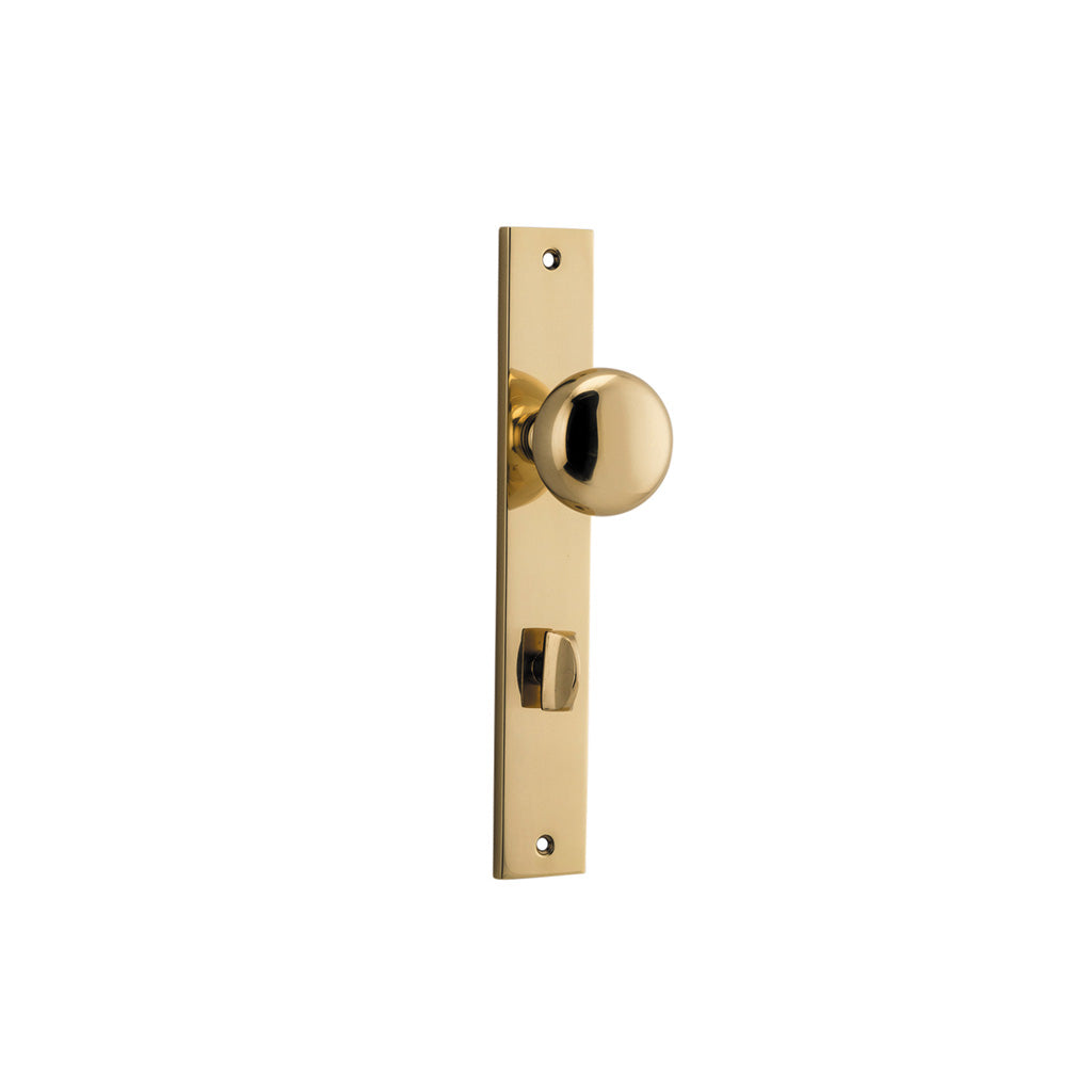 Cambridge Knob - Rectangular Backplate Polished Brass / Privacy / Lever Set Only
