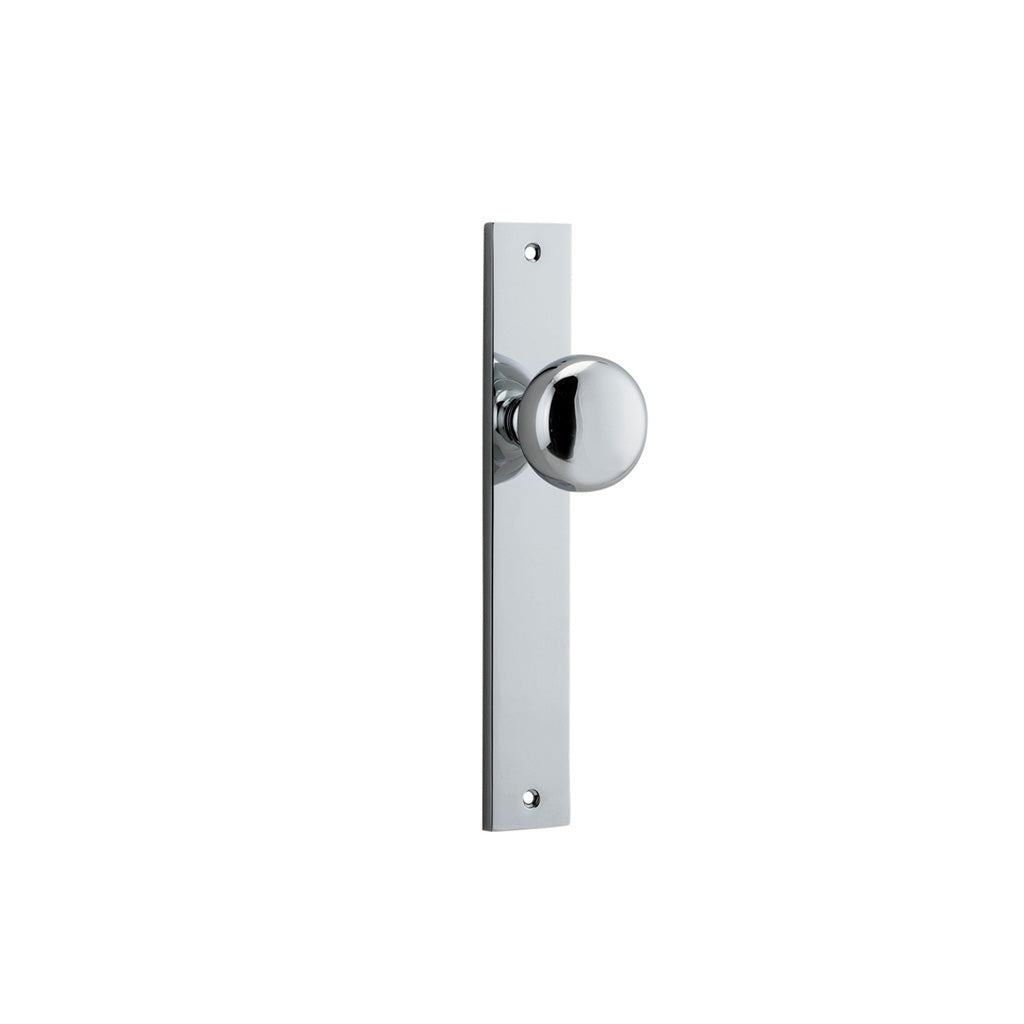 Cambridge Knob - Rectangular Backplate Polished Chrome / Passage / Lever Set Only