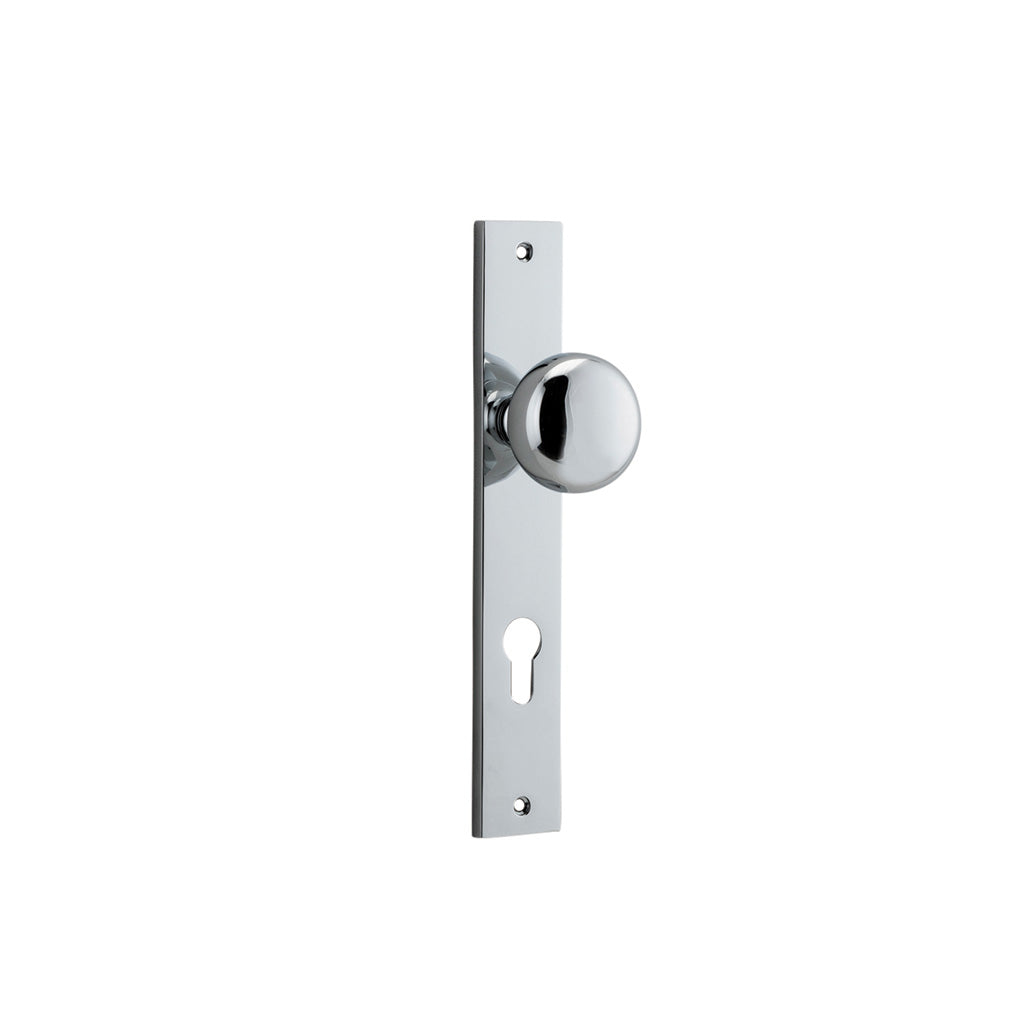 Cambridge Knob - Rectangular Backplate Polished Chrome / Entrance / Lever Set Only