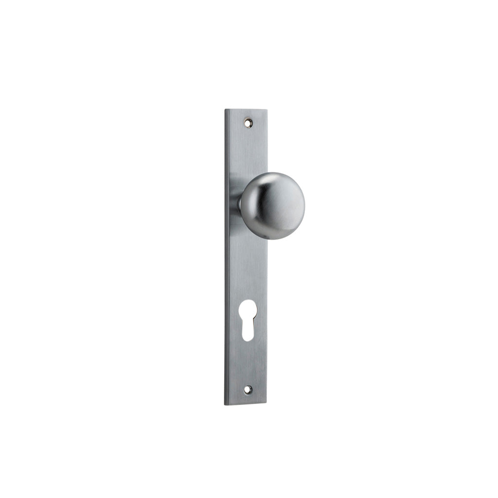 Cambridge Knob - Rectangular Backplate Brushed Chrome / Entrance / Lever Set Only