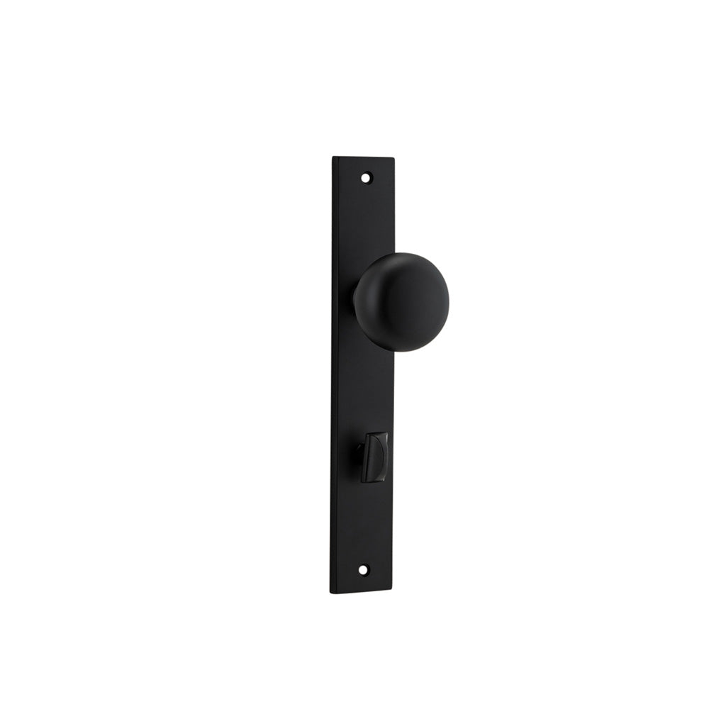 Cambridge Knob - Rectangular Backplate Matt Black / Privacy / Lever Set Only