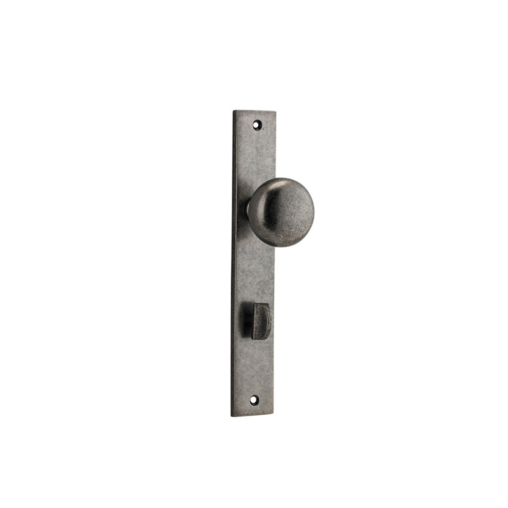 Cambridge Knob - Rectangular Backplate Distressed Nickel / Privacy / Lever Set Only