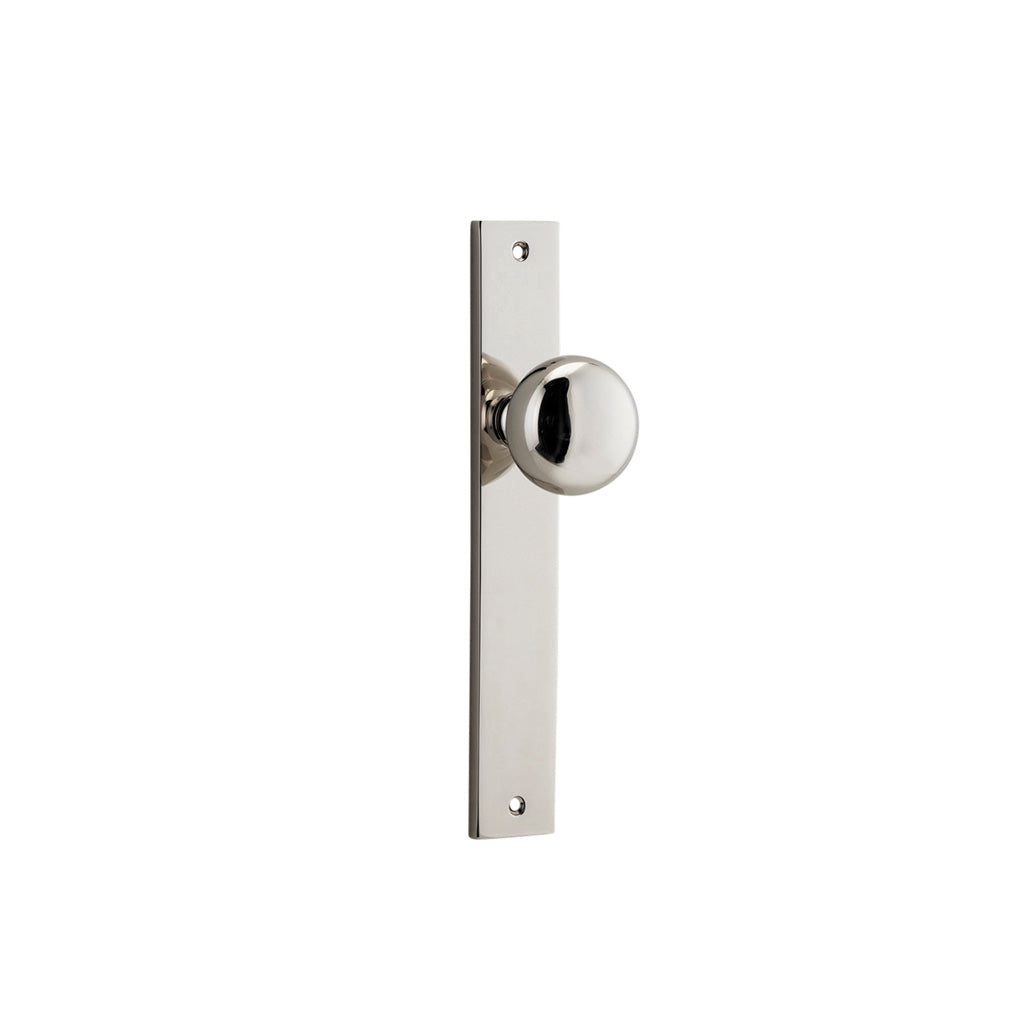 Cambridge Knob - Rectangular Backplate Polished Nickel / Passage / Lever Set Only