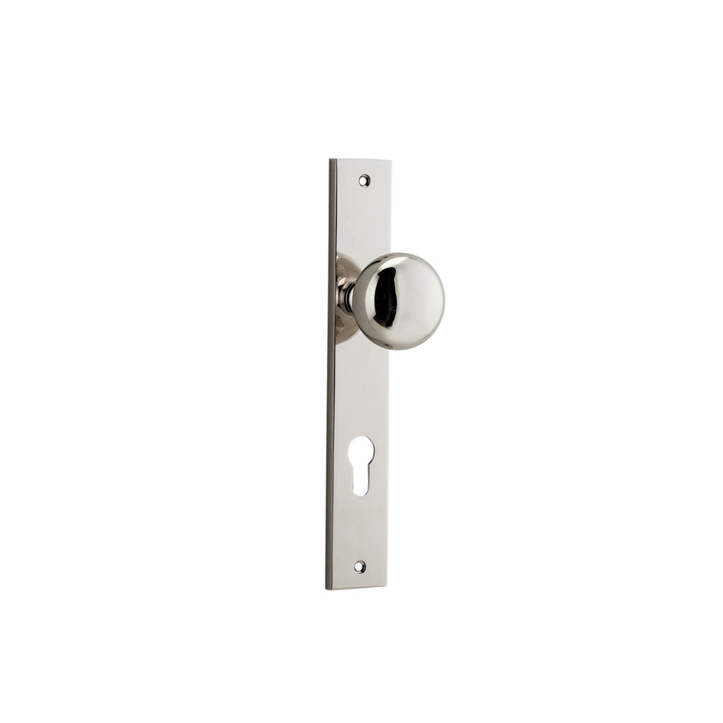 Cambridge Knob - Rectangular Backplate Polished Nickel / Entrance / Lever Set Only