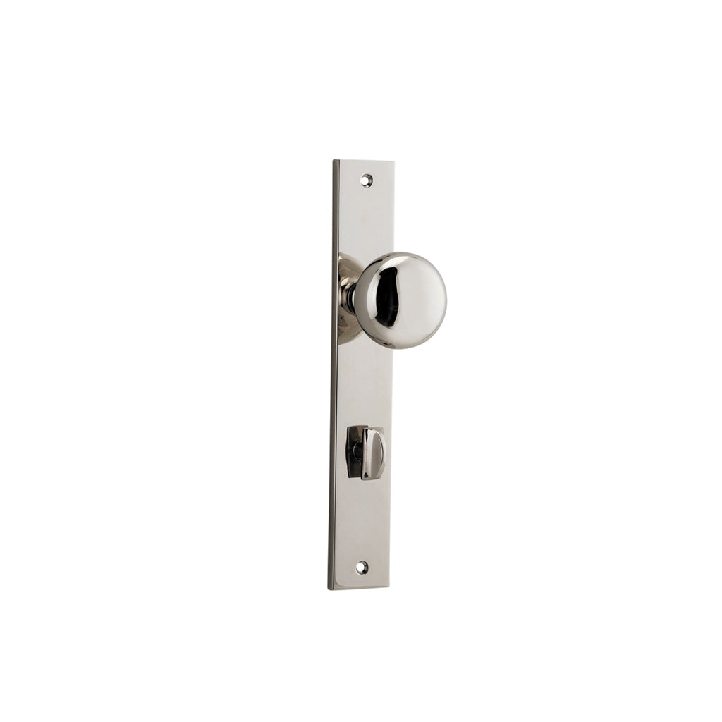 Cambridge Knob - Rectangular Backplate Polished Nickel / Privacy / Lever Set Only