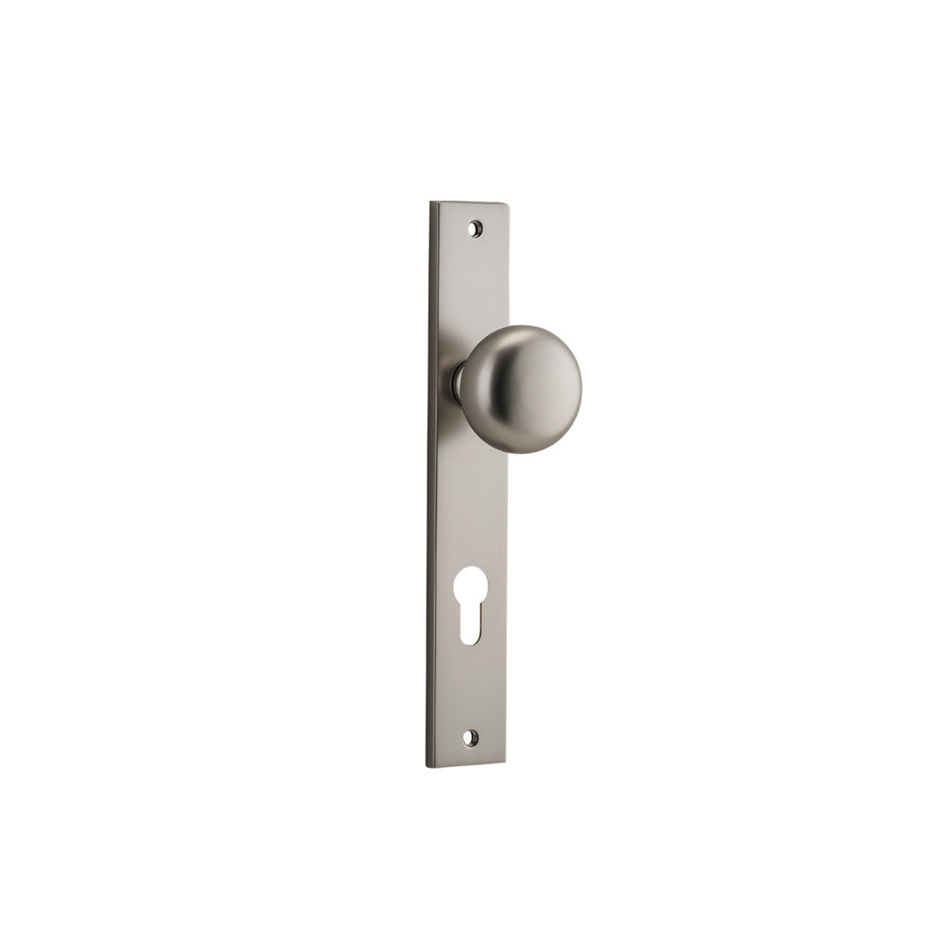 Cambridge Knob - Rectangular Backplate Satin Nickel / Entrance / Lever Set Only