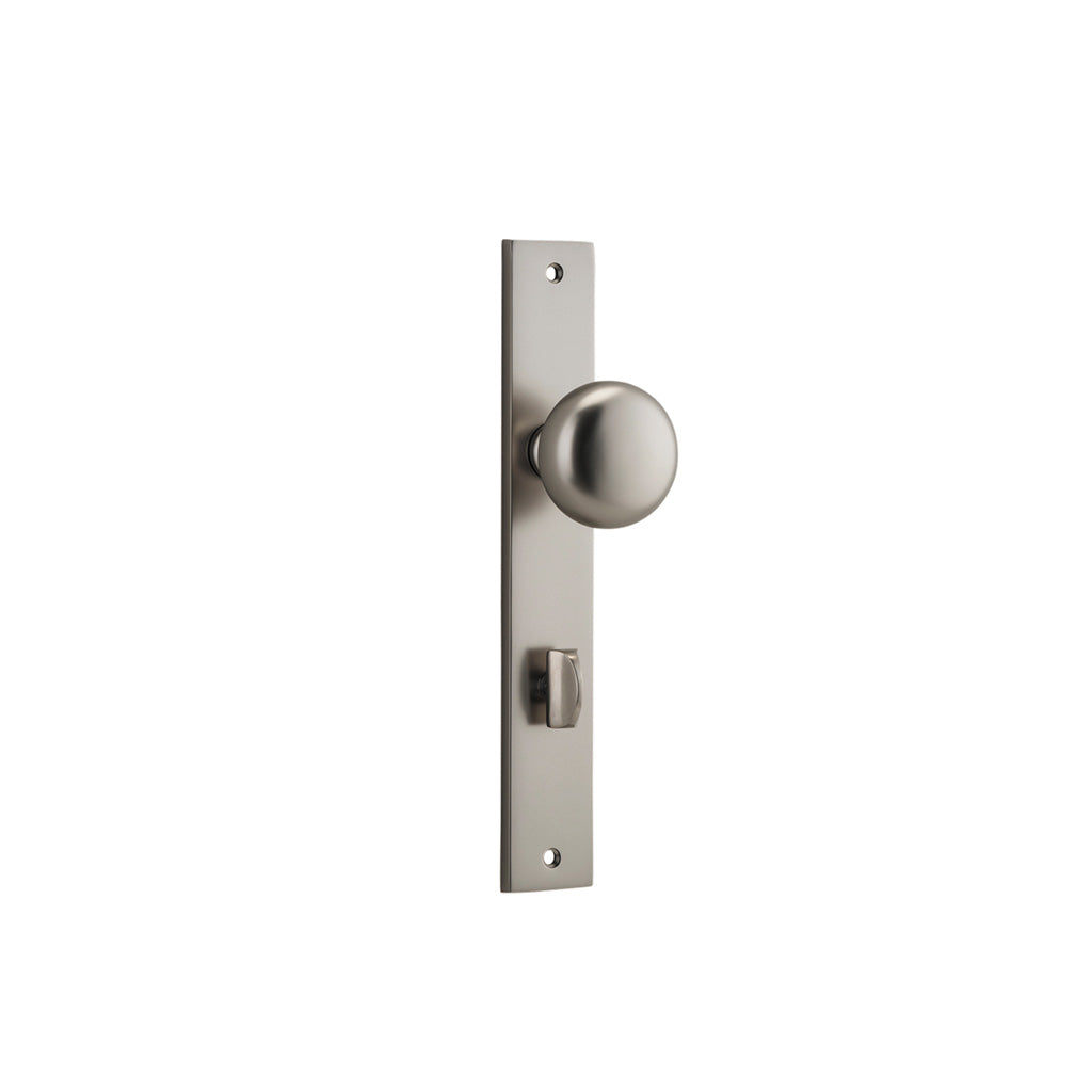 Cambridge Knob - Rectangular Backplate Satin Nickel / Privacy / Lever Set Only
