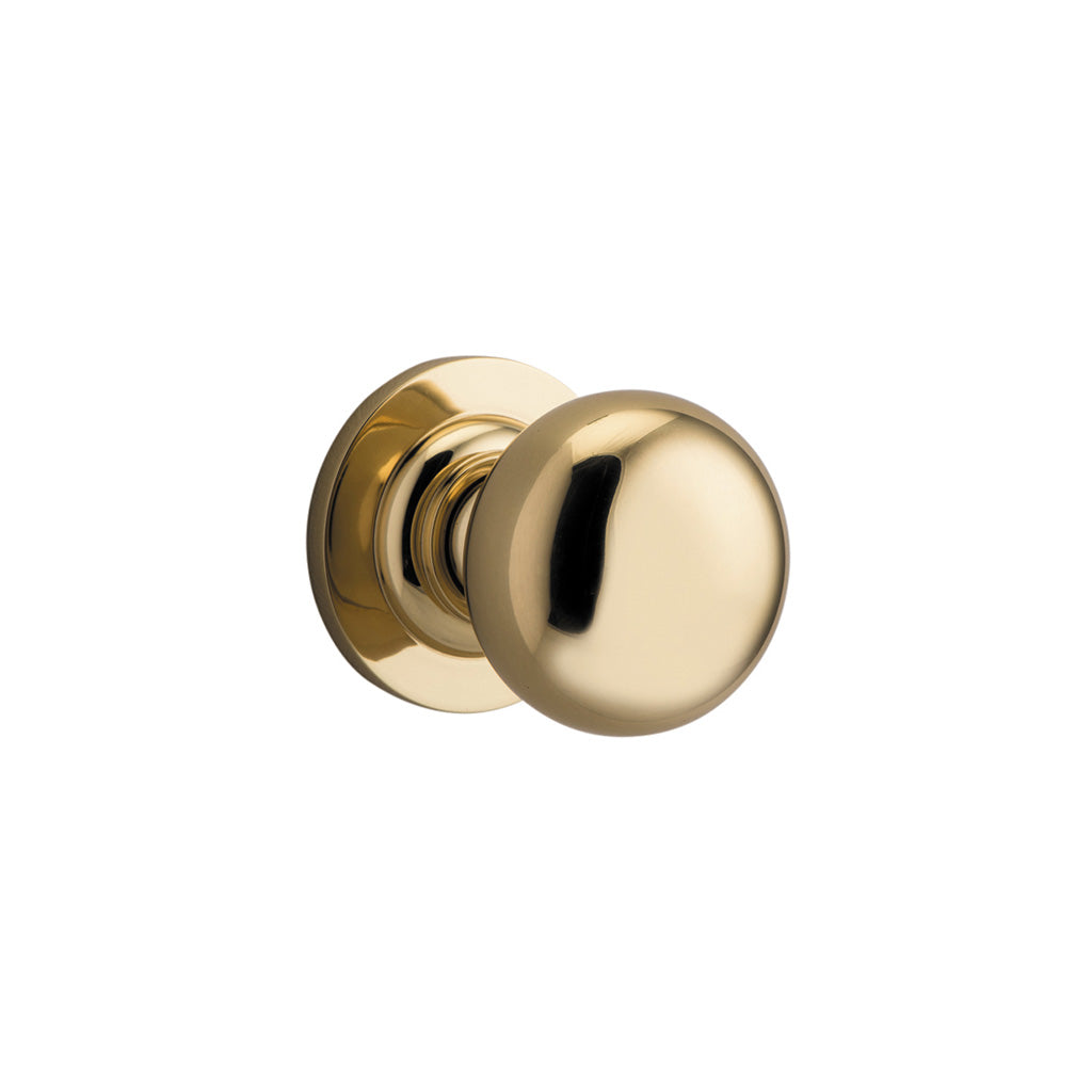 Cambridge Knob - Round Rose Polished Brass / Passage / Lever Set Only