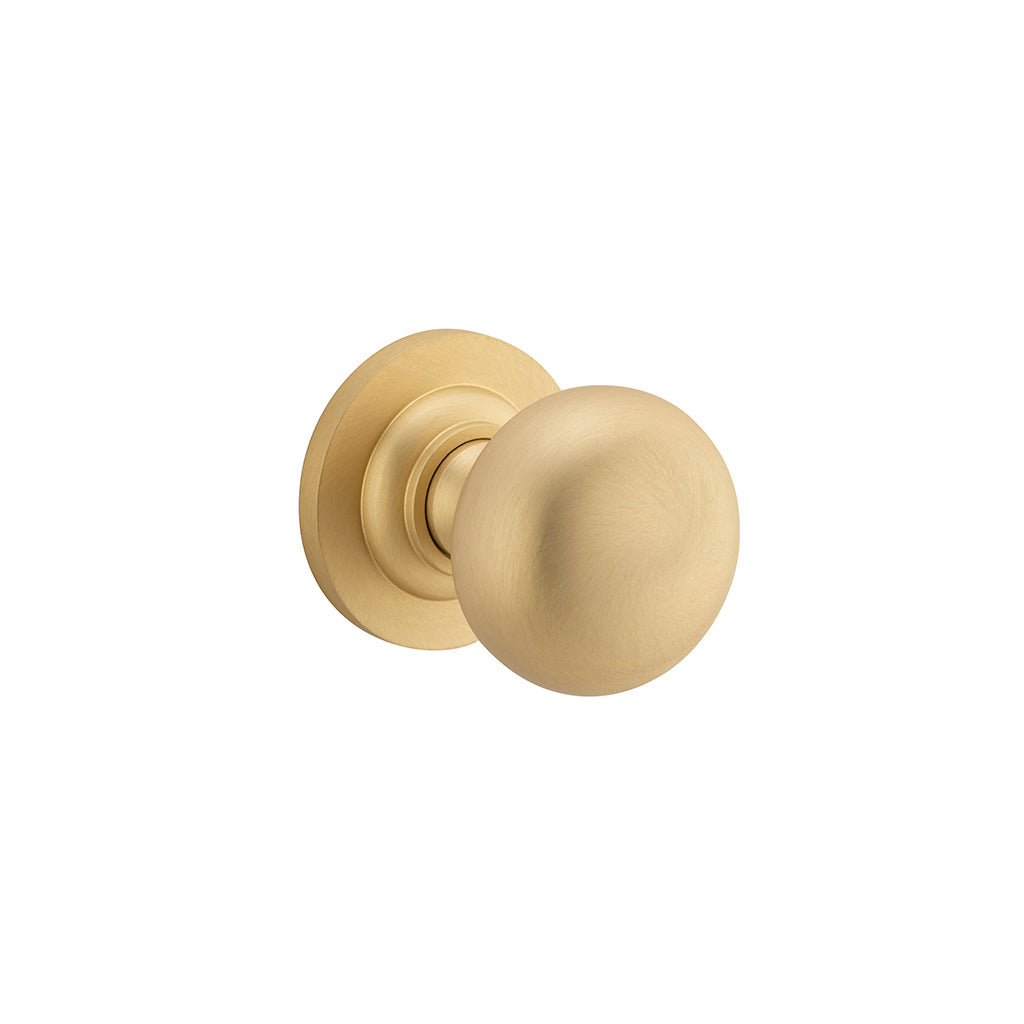 Cambridge Knob - Round Rose Brushed Brass / Passage / Lever Set Only