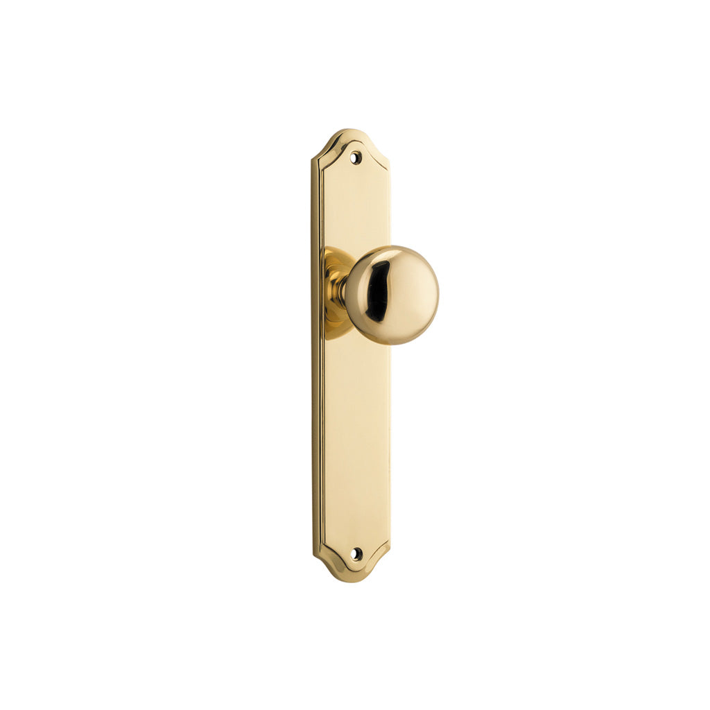 Cambridge Knob - Shouldered Backplate Polished Brass / Passage / Lever Set Only