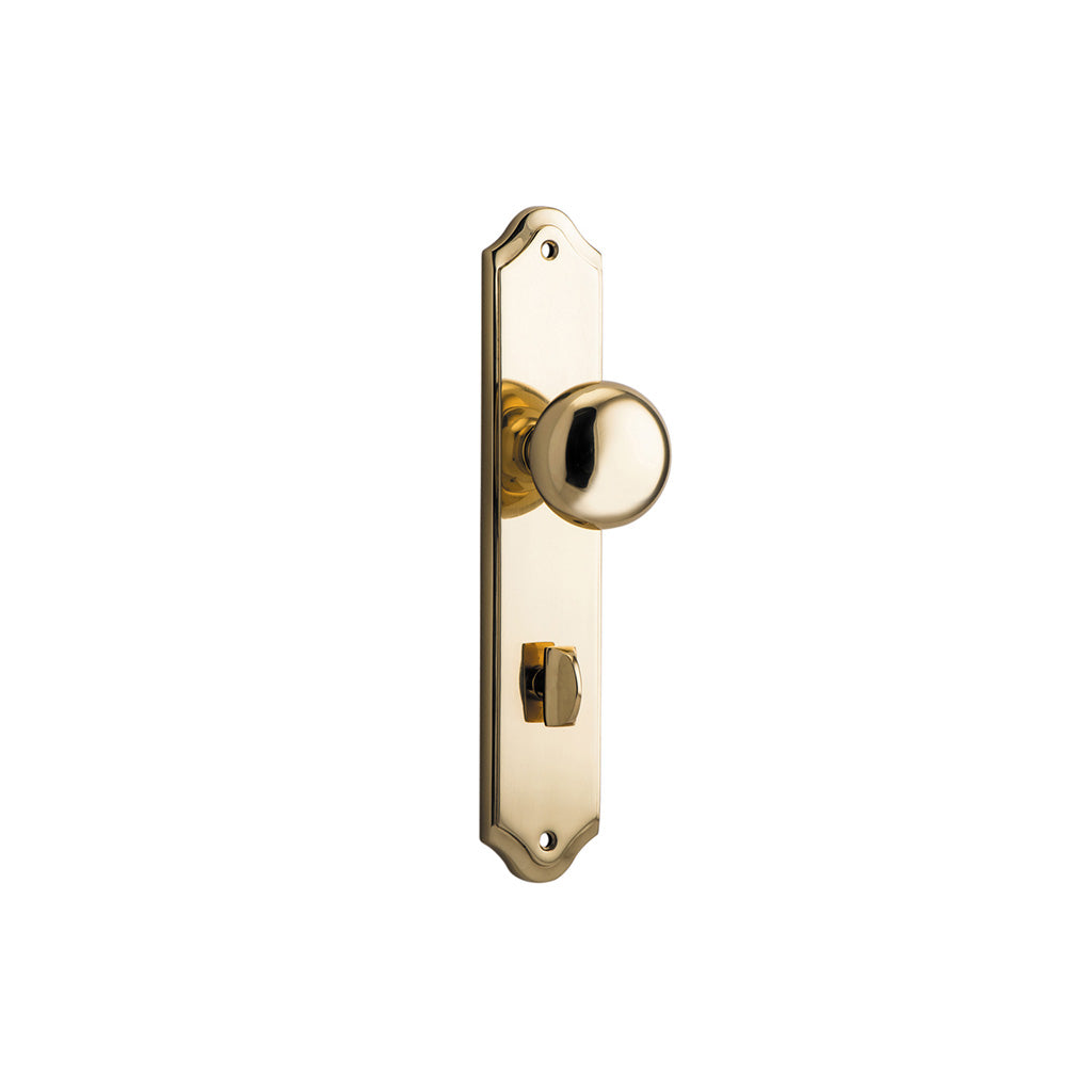 Cambridge Knob - Shouldered Backplate Polished Brass / Privacy / Lever Set Only