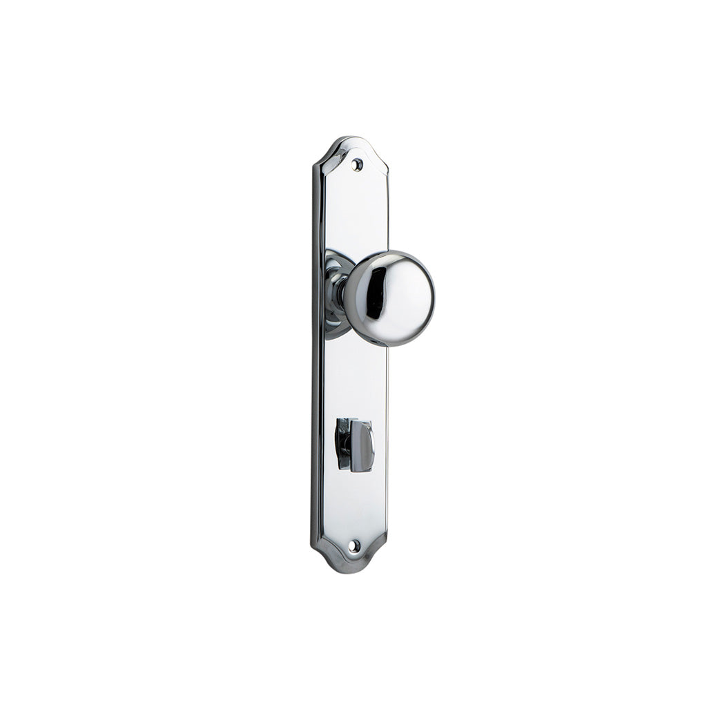 Cambridge Knob - Shouldered Backplate Polished Chrome / Privacy / Lever Set Only