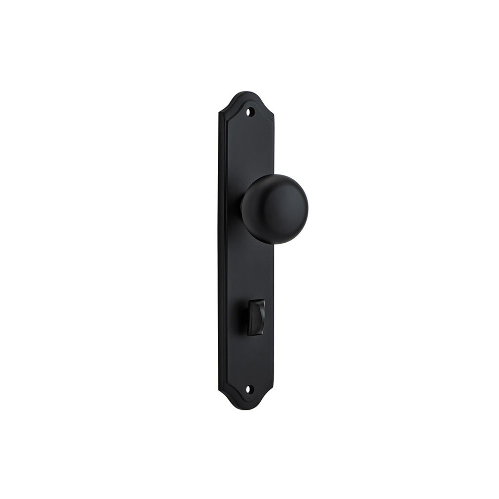 Cambridge Knob - Shouldered Backplate Matt Black / Privacy / Lever Set Only