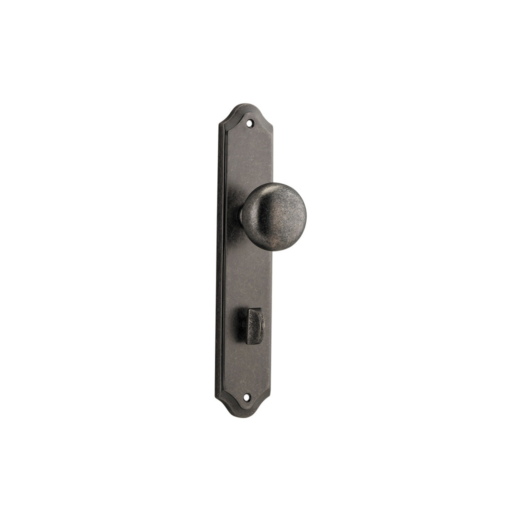 Cambridge Knob - Shouldered Backplate Distressed Nickel / Privacy / Lever Set Only