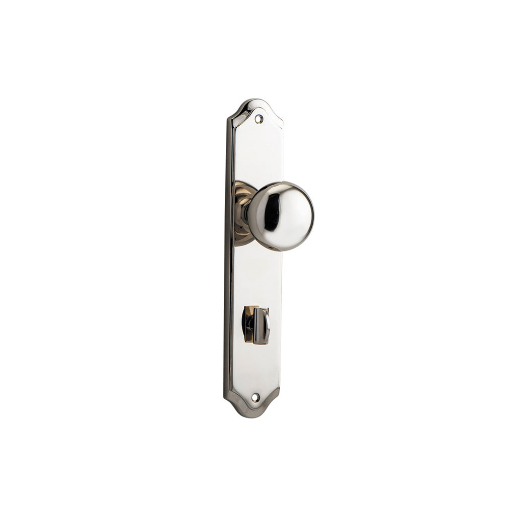 Cambridge Knob - Shouldered Backplate Polished Nickel / Privacy / Lever Set Only