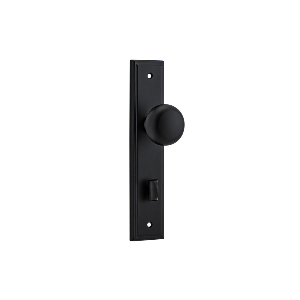 Cambridge Knob - Stepped Backplate Matt Black / Privacy / Lever Set Only