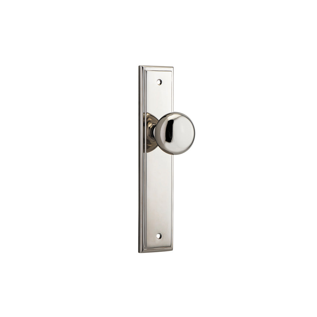 Cambridge Knob - Stepped Backplate Polished Nickel / Passage / Lever Set Only