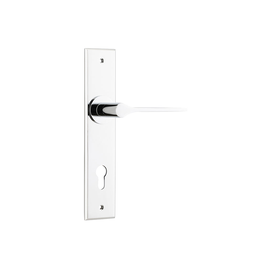 Como Lever - Chamfered Backplate Polished Chrome / Entrance / Lever Set Only