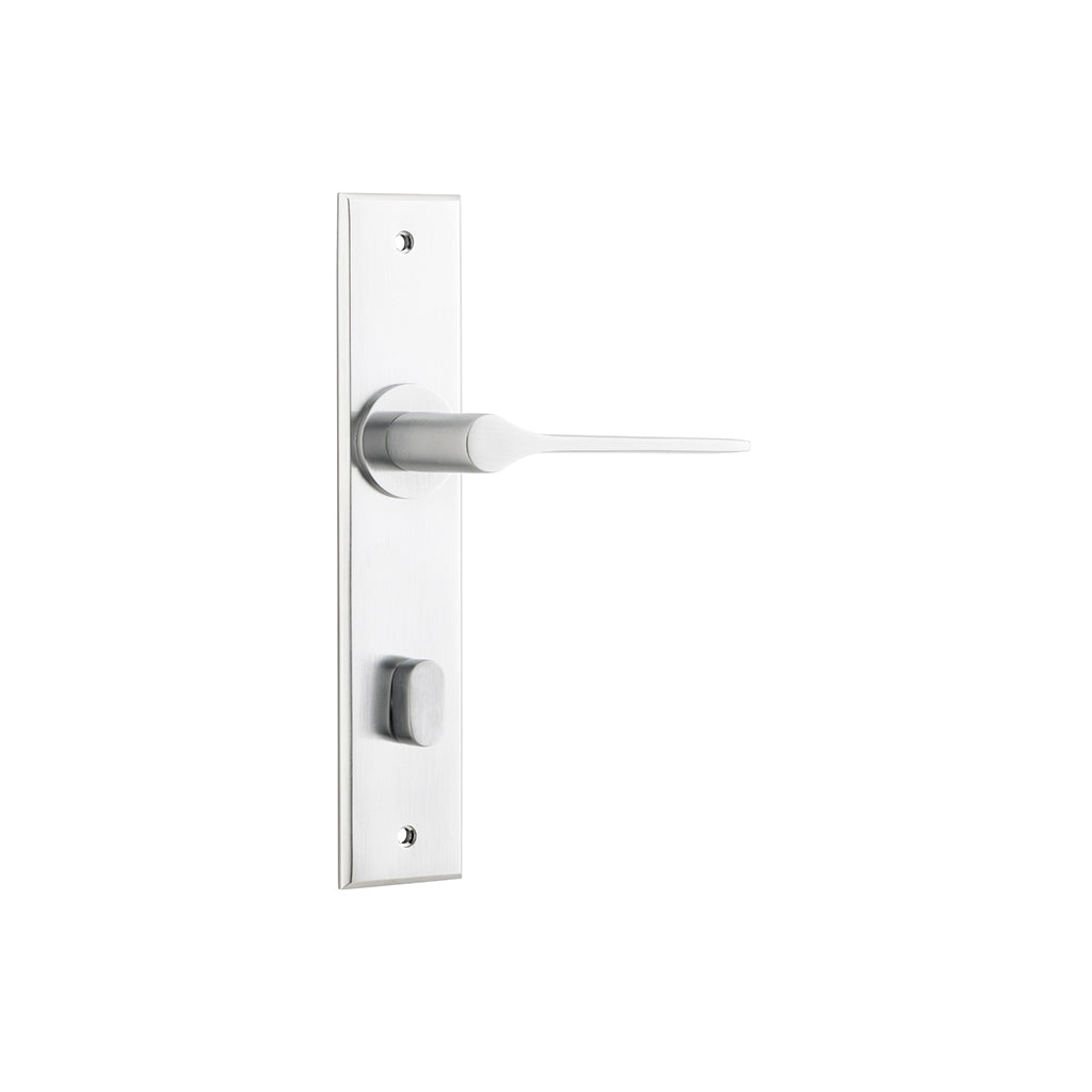 Como Lever - Chamfered Backplate Brushed Chrome / Privacy / Lever Set Only