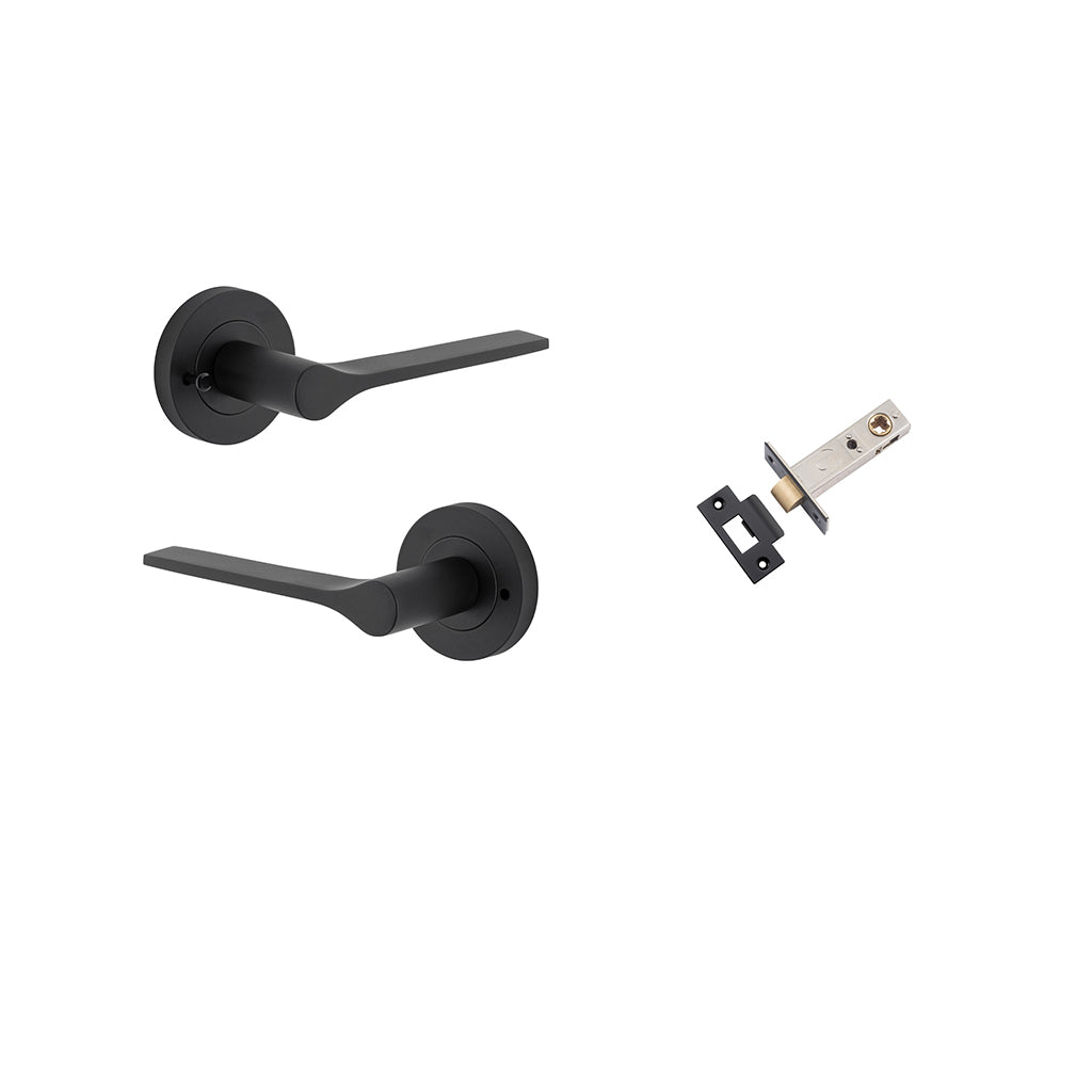 Como Lever - Round Rose Matt Black / Privacy / Inbuilt Privacy Kit