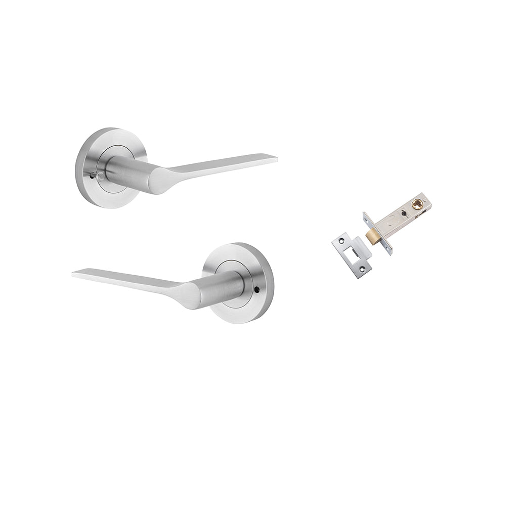 Como Lever - Round Rose Brushed Chrome / Privacy / Inbuilt Privacy Kit