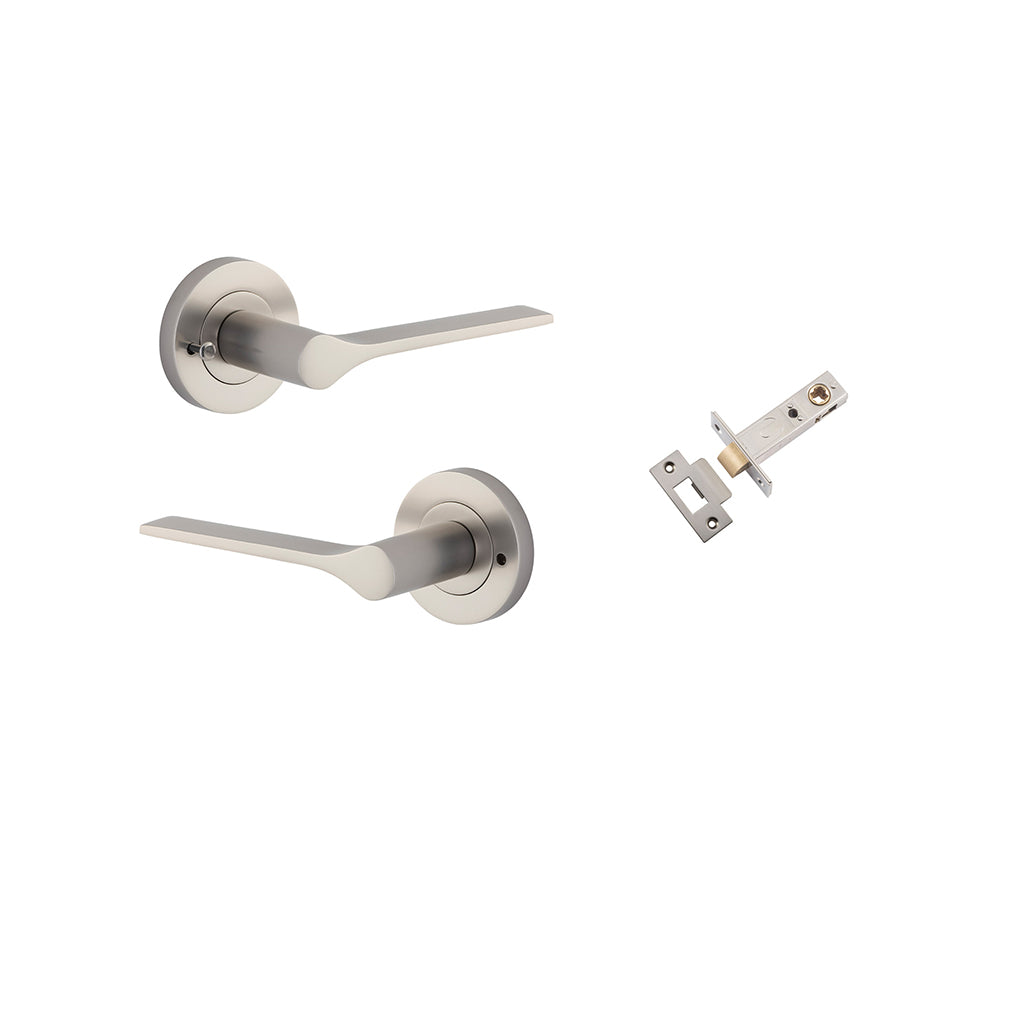 Como Lever - Round Rose Satin Nickel / Privacy / Inbuilt Privacy Kit