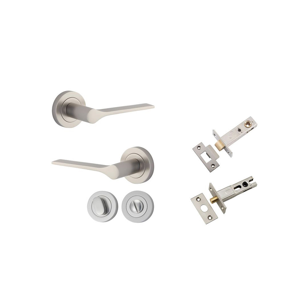 Como Lever - Round Rose Satin Nickel / Privacy / Separate Privacy Kit