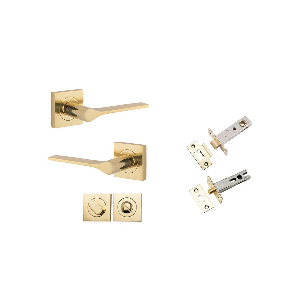 Como Lever - Square Rose Polished Brass / Privacy / Separate Privacy Kit