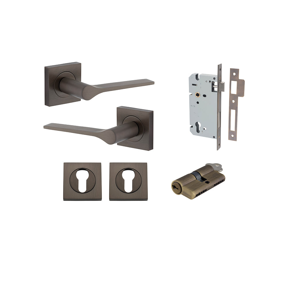 Como Lever - Square Rose Signature Brass / Entrance / Entrance Kit Dual Function (Key-Key)