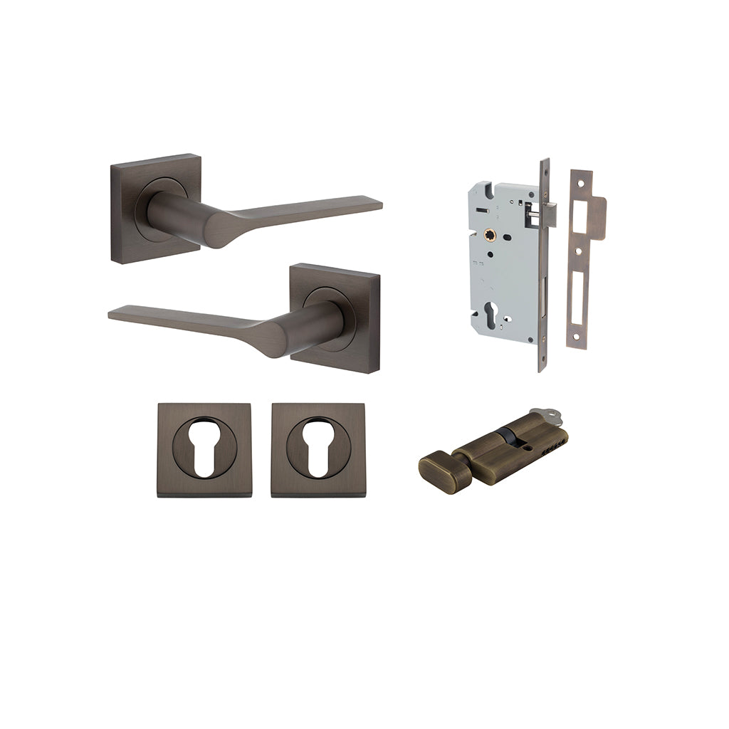Como Lever - Square Rose Signature Brass / Entrance / Entrance Kit (Key-Thumb)