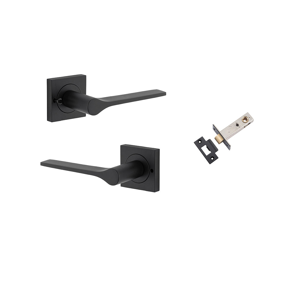 Como Lever - Square Rose Matt Black / Privacy / Inbuilt Privacy Kit