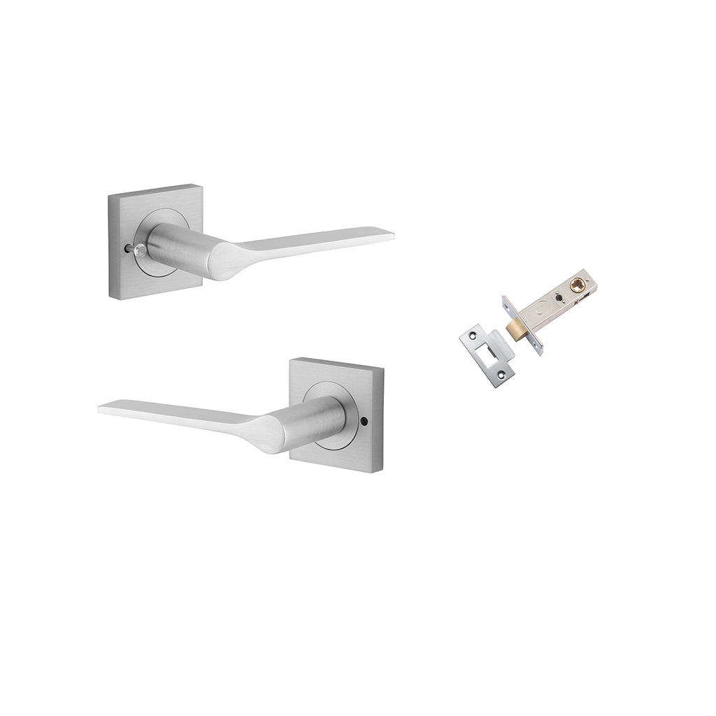 Como Lever - Square Rose Brushed Chrome / Privacy / Inbuilt Privacy Kit