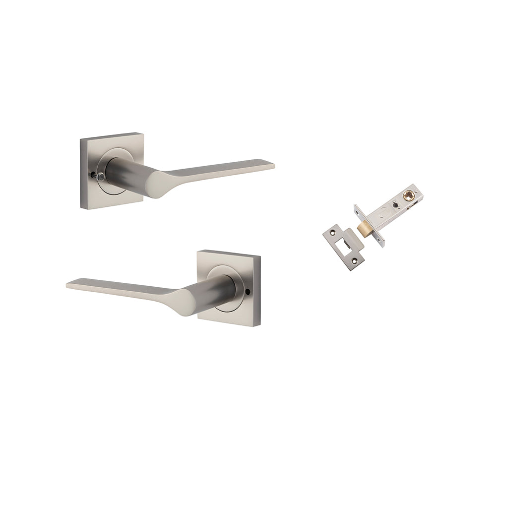 Como Lever - Square Rose Satin Nickel / Privacy / Inbuilt Privacy Kit