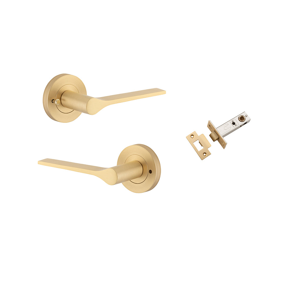 Como Lever - Round Rose Brushed Brass / Privacy / Inbuilt Privacy Kit